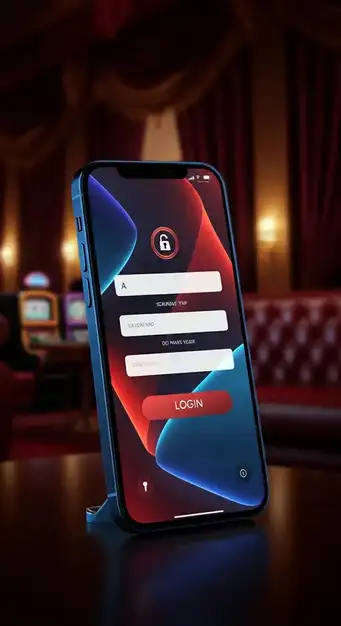 Interface de connexion sécurisée de Win Vegas Plus Casino affichant les champs d'e-mail et mot de passe, avec options de connexion sociale et logo de la marque.